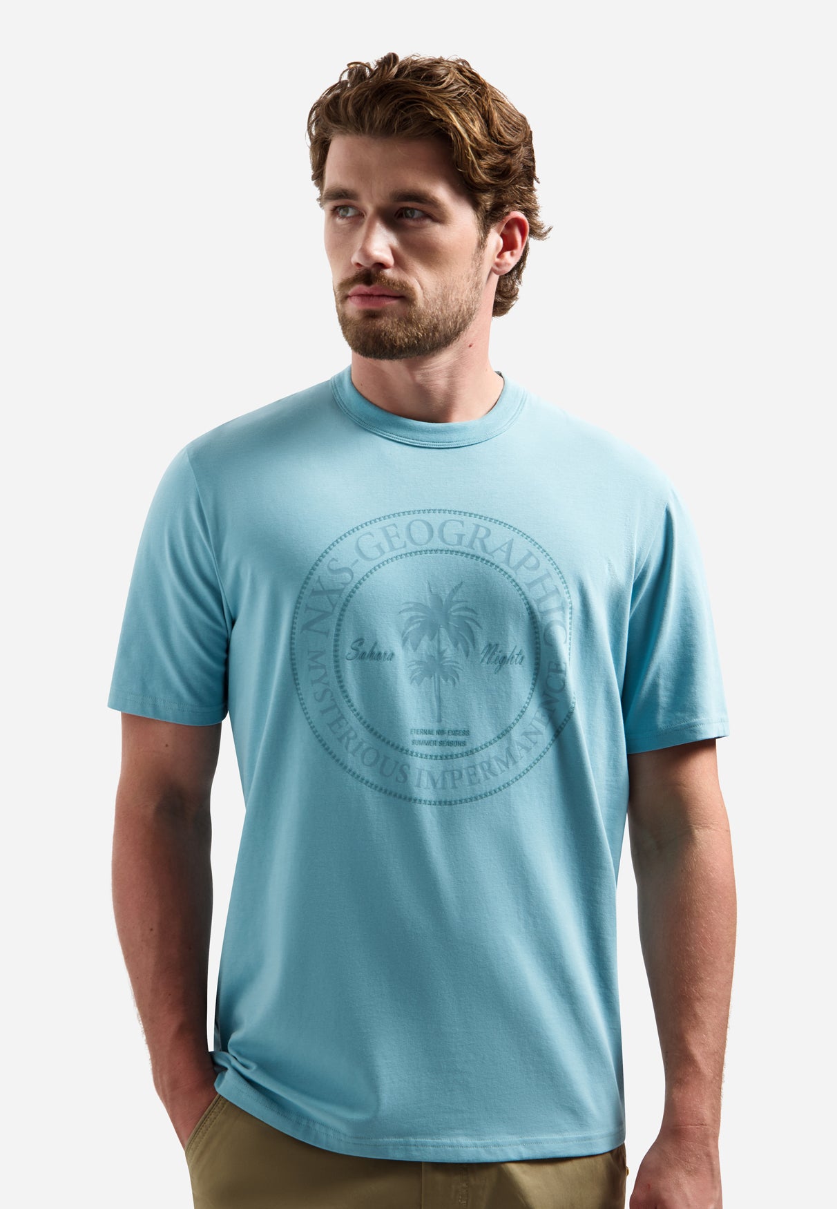 T-shirt rayé à col rond et manches courtes | White