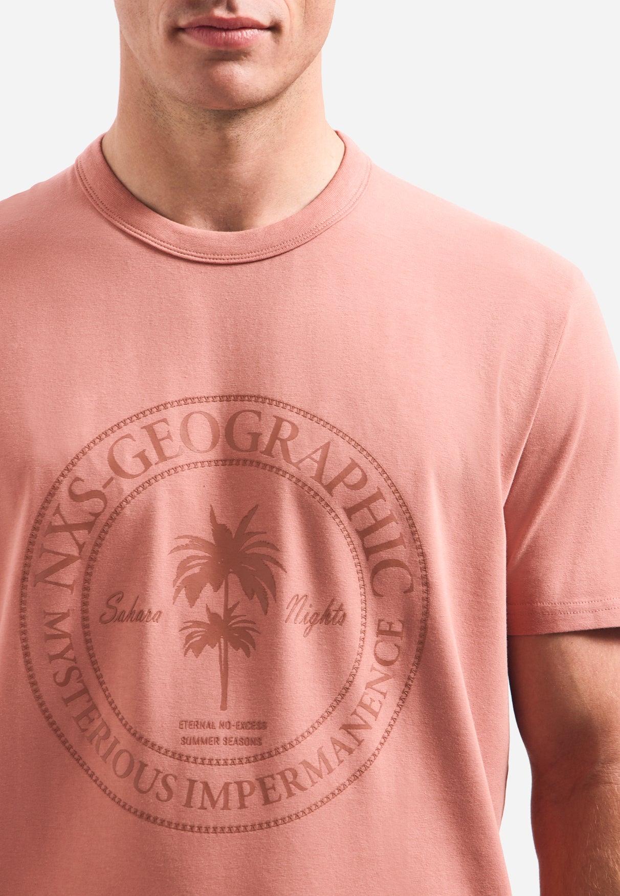 T-shirt à col rond et manches courtes avec imprimé | Coral