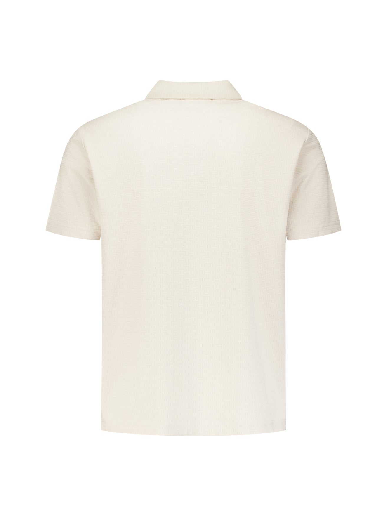 Gestructureerde V-hals polo met korte mouwen | Stone