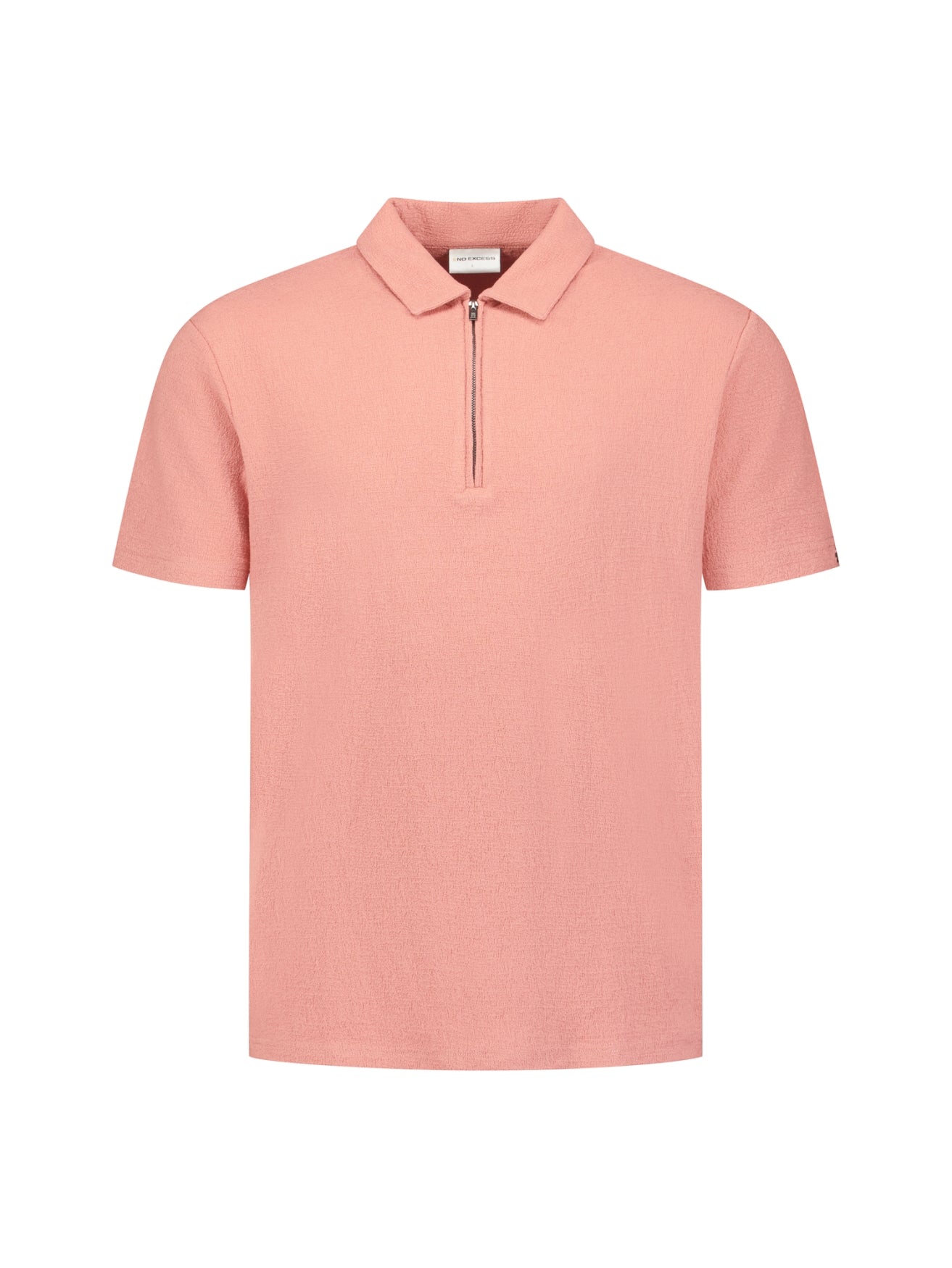 V-hals polo met korte mouwen en ritssluiting | Coral