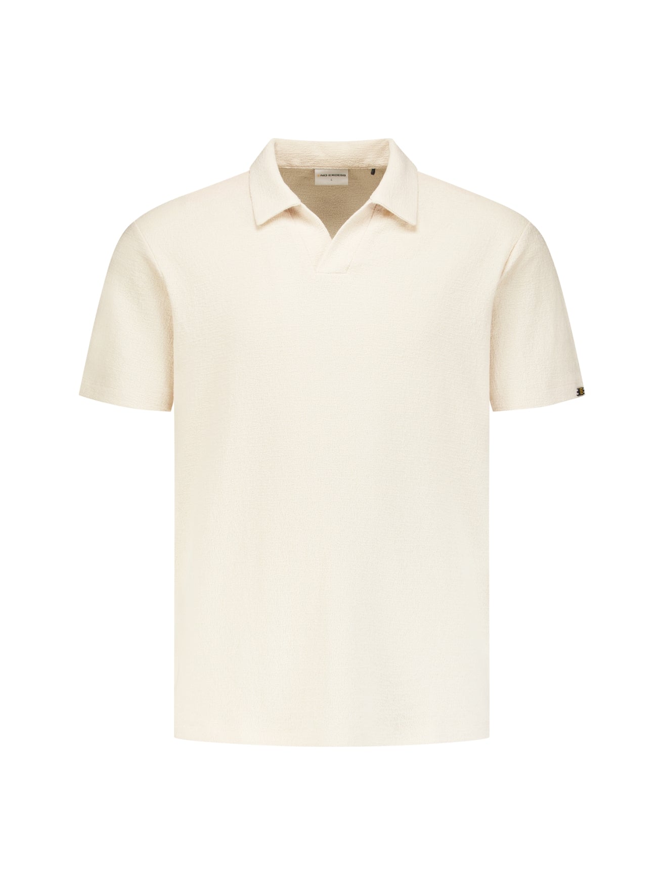 Textured V-hals polo met korte mouwen | Stone