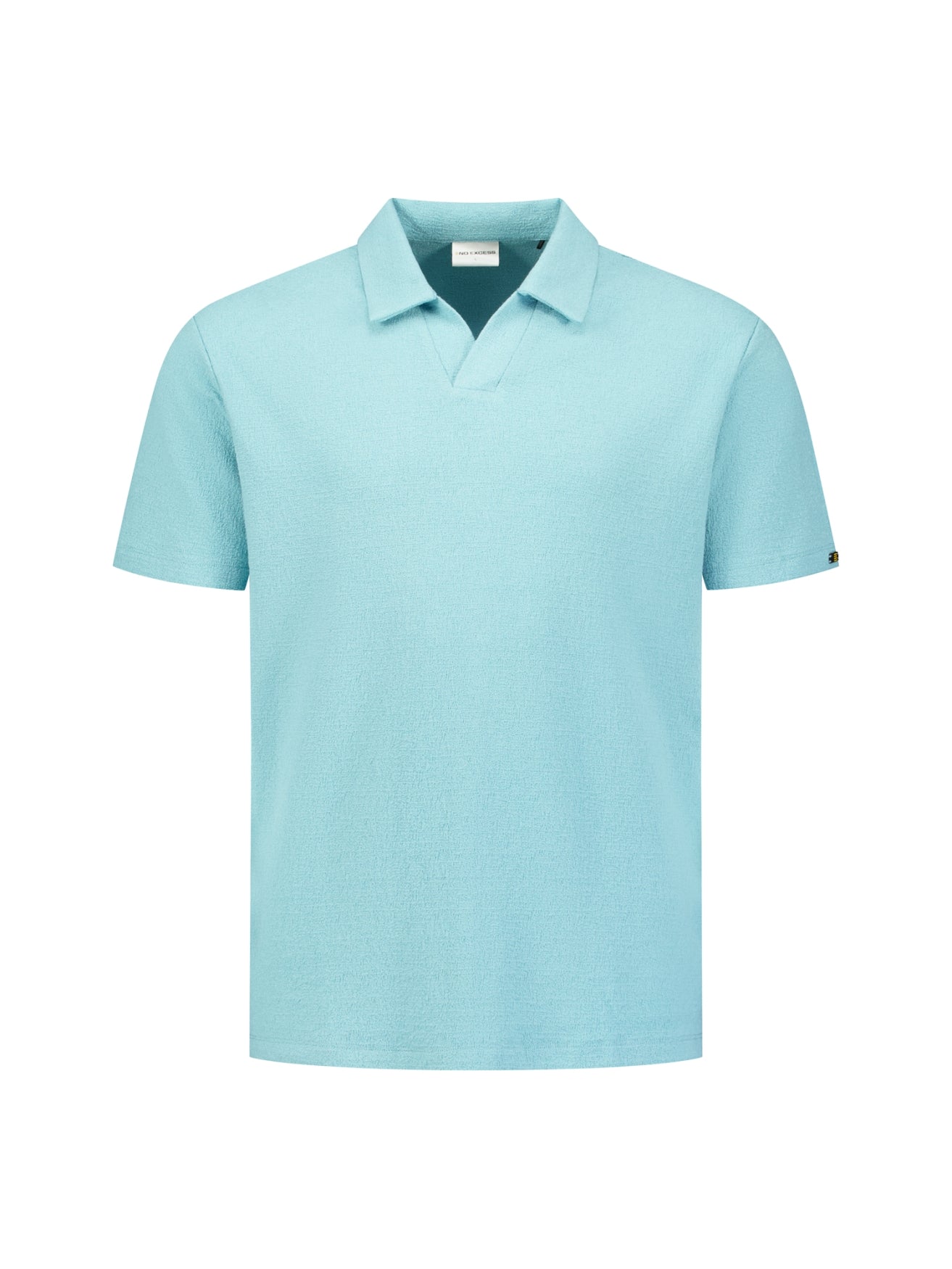 Korte mouwen getextureerde V-hals polo | Seablue