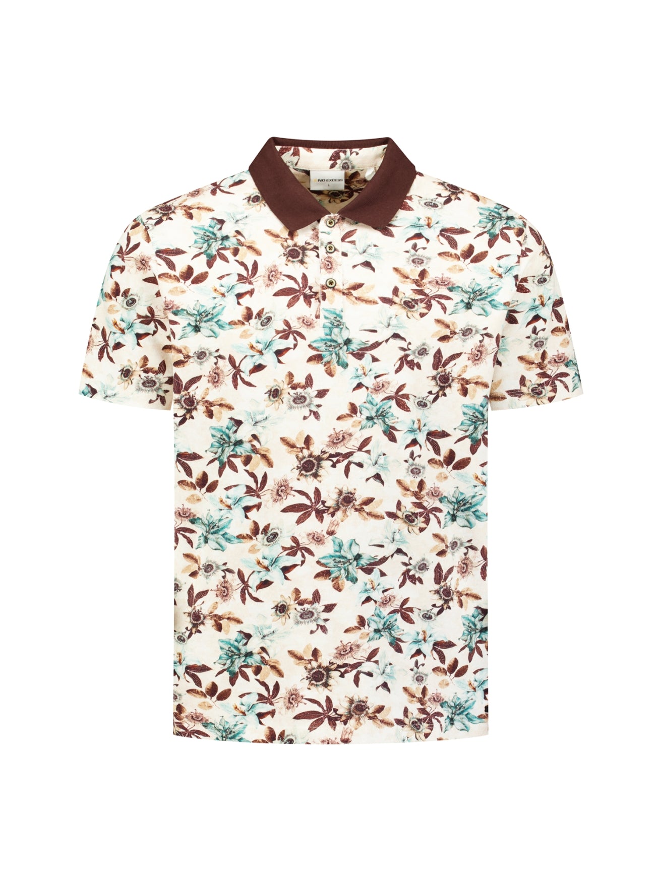 Polo met korte mouwen, V-hals en bloemenprint | Seablue