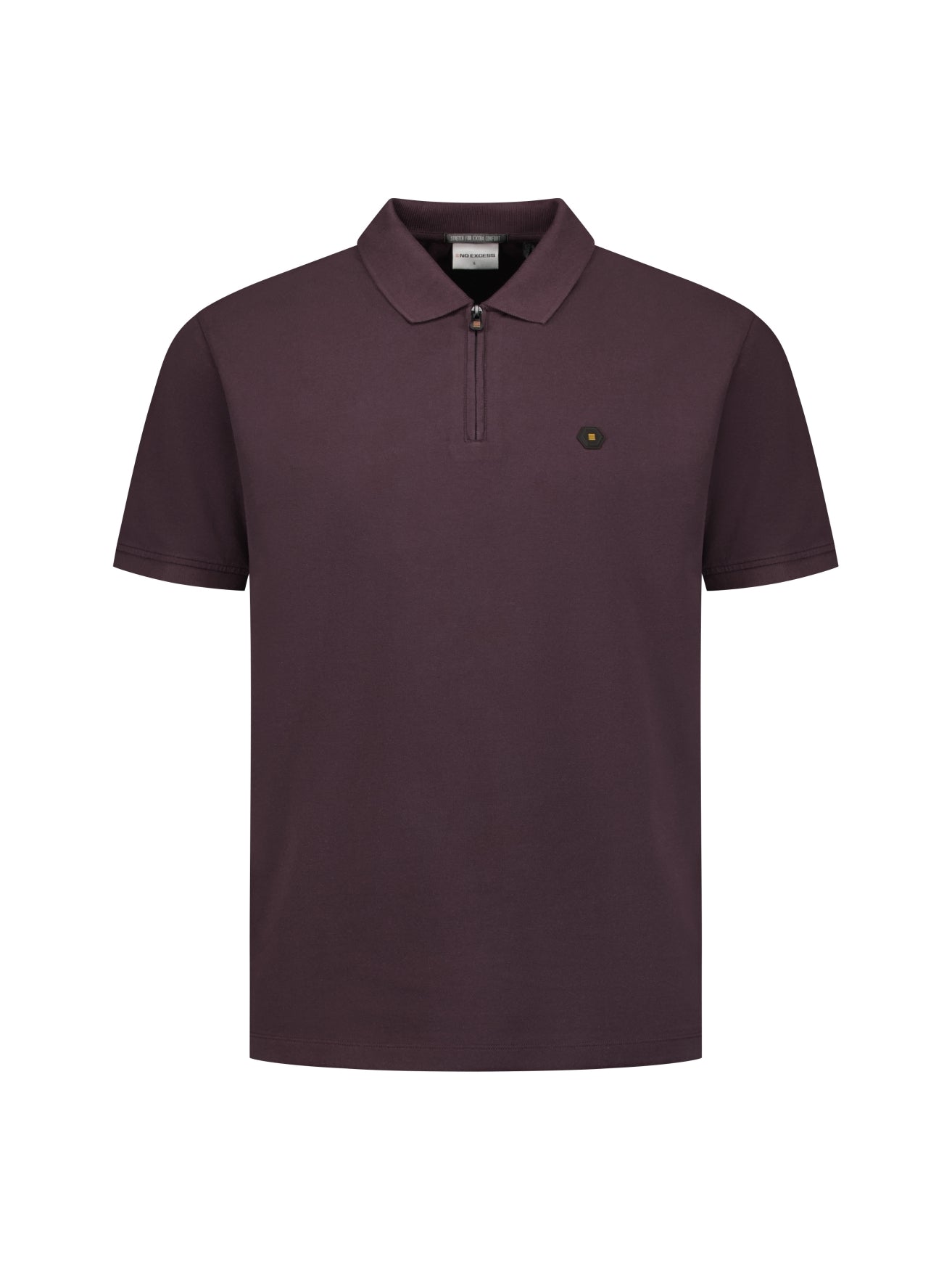 Halfzip polo met korte mouwen Dark Brown
