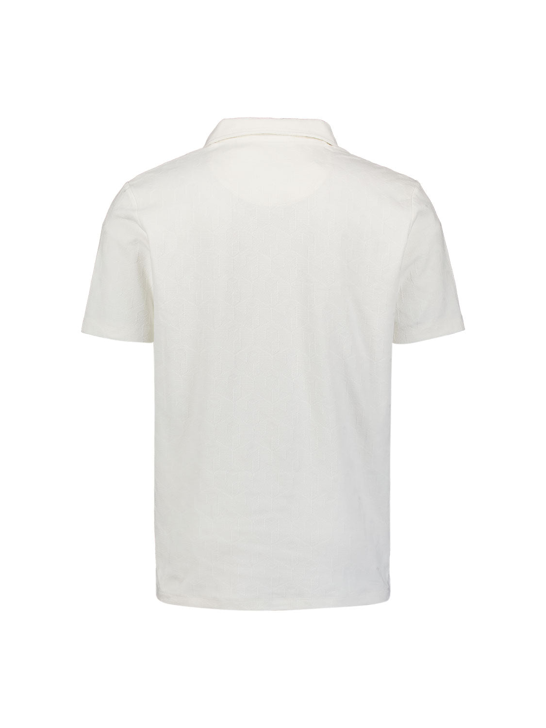 V-hals polo met korte mouwen en jacquardprint | Wit