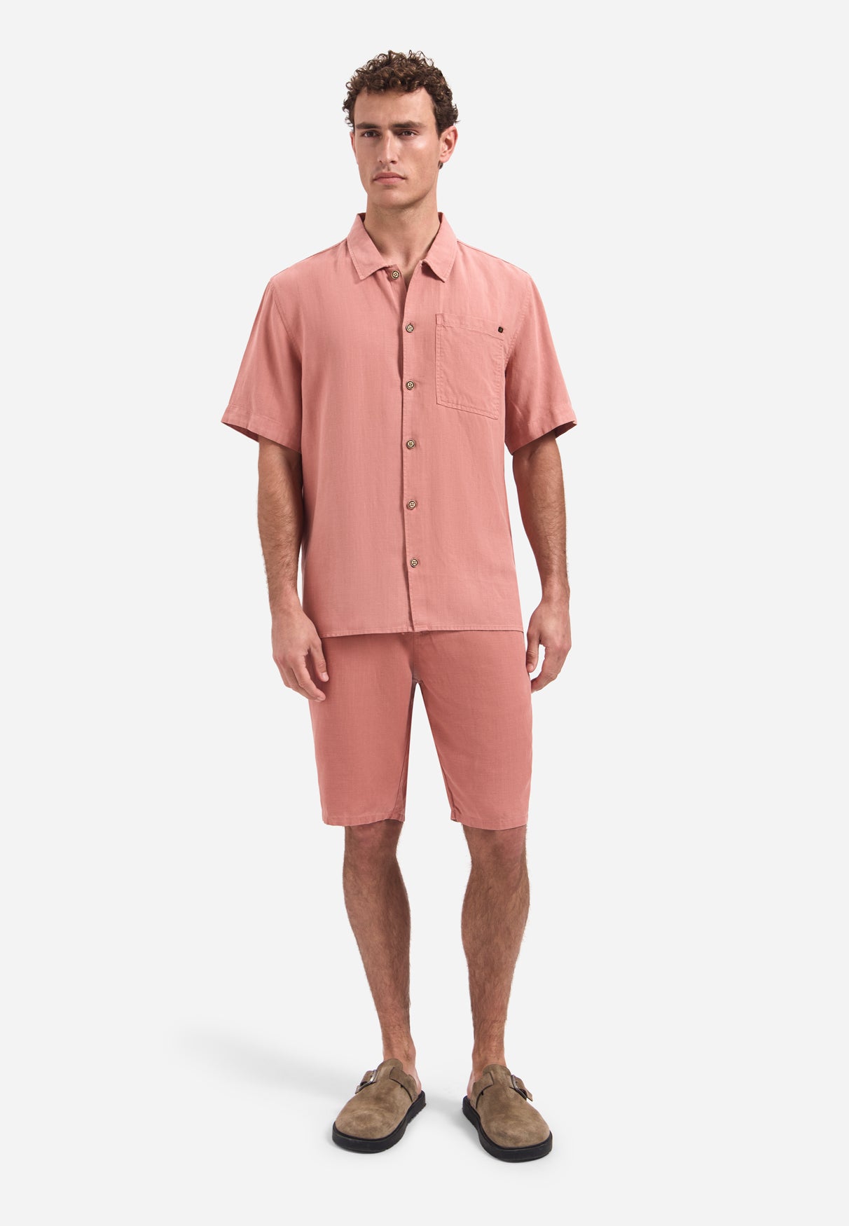 Chemise en mélange de lin à manches courtes | Coral