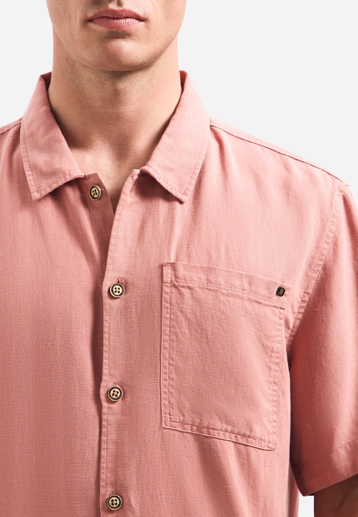 Chemise en mélange de lin à manches courtes | Coral