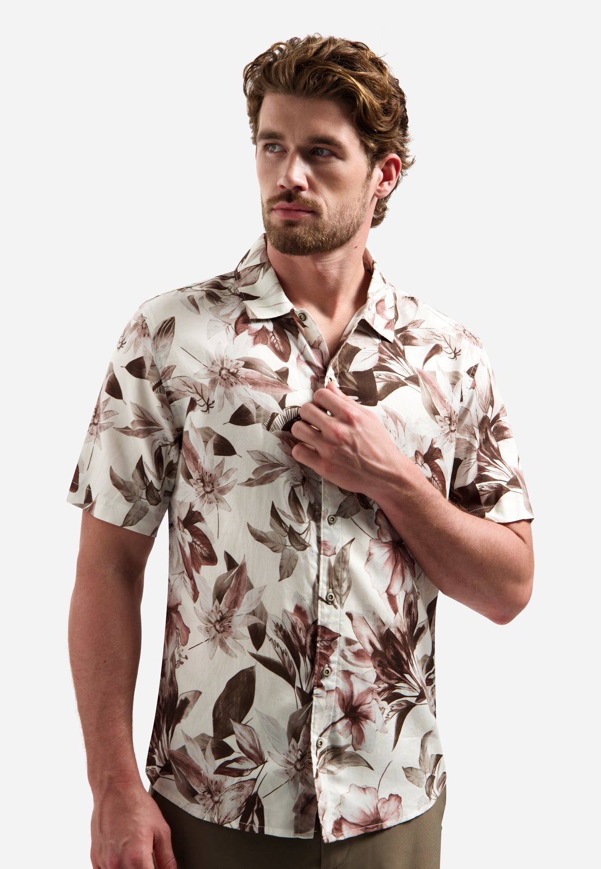 Overhemd met korte mouwen en bloemenprint | Coral