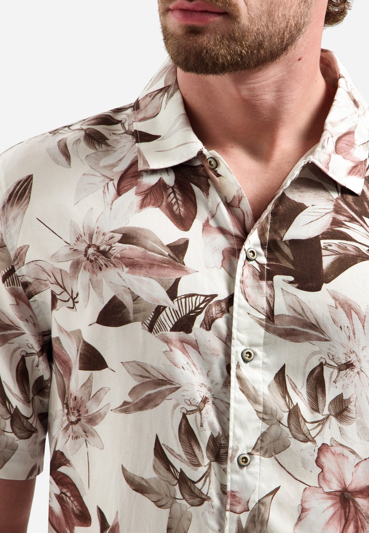 Overhemd met korte mouwen en bloemenprint | Coral