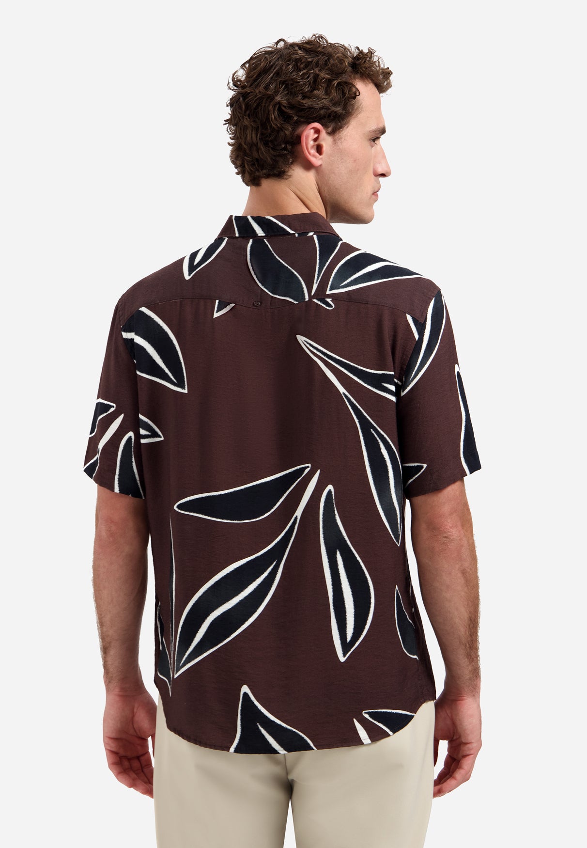 Overhemd met korte mouwen en opvallend patroon | Dark Brown