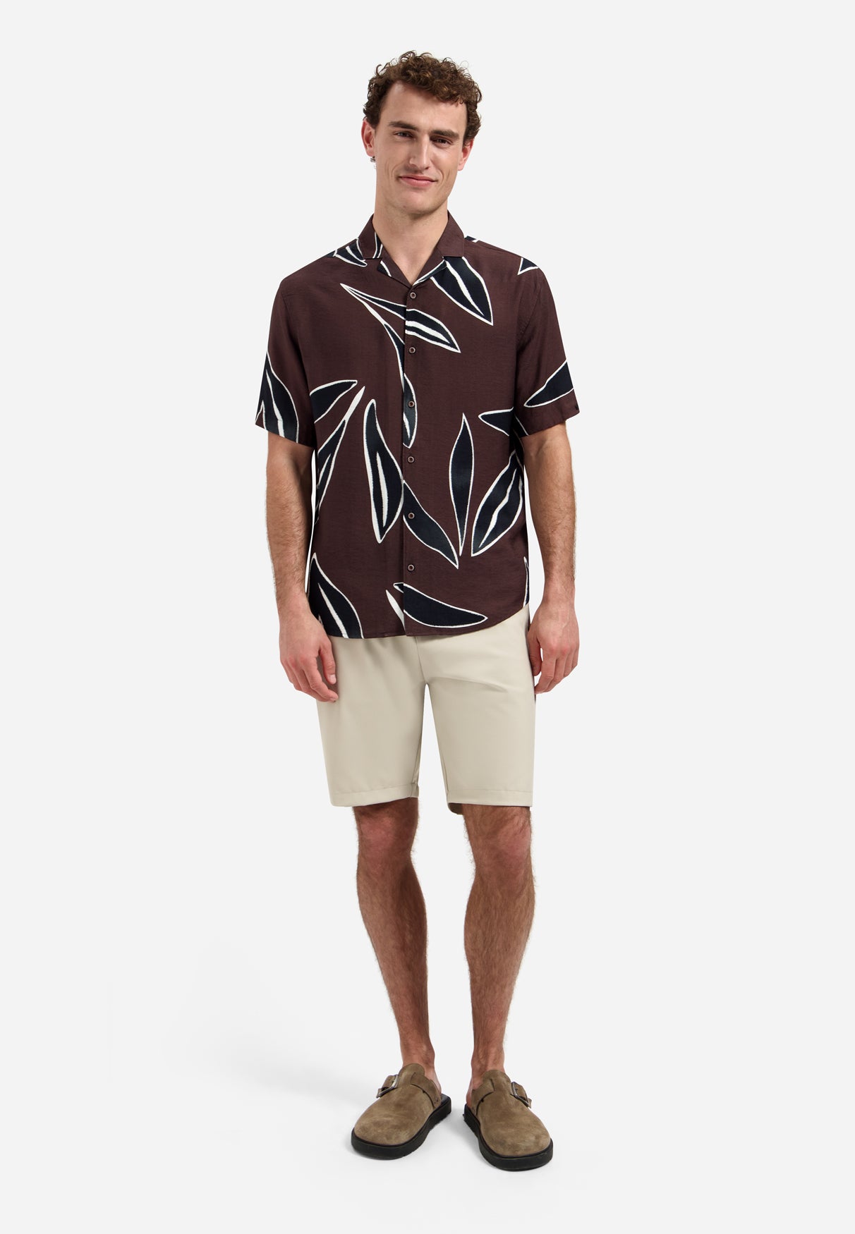 Overhemd met korte mouwen en opvallend patroon | Dark Brown