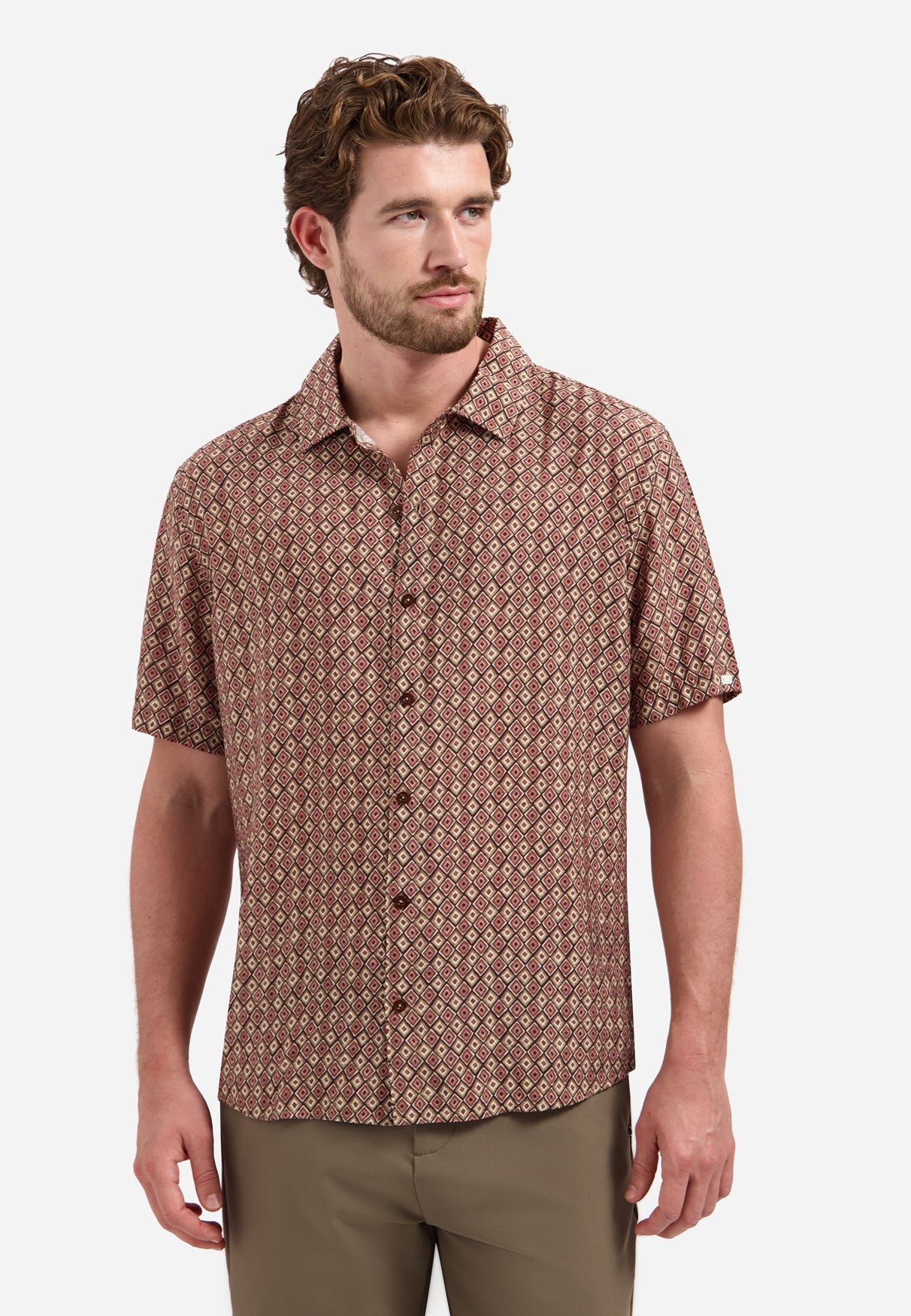 Overhemd met korte mouwen en all-over print | Coral