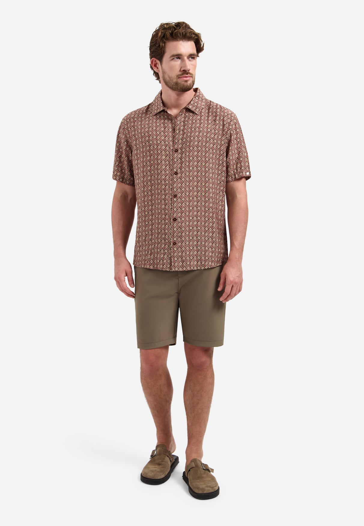 Overhemd met korte mouwen en all-over print | Coral