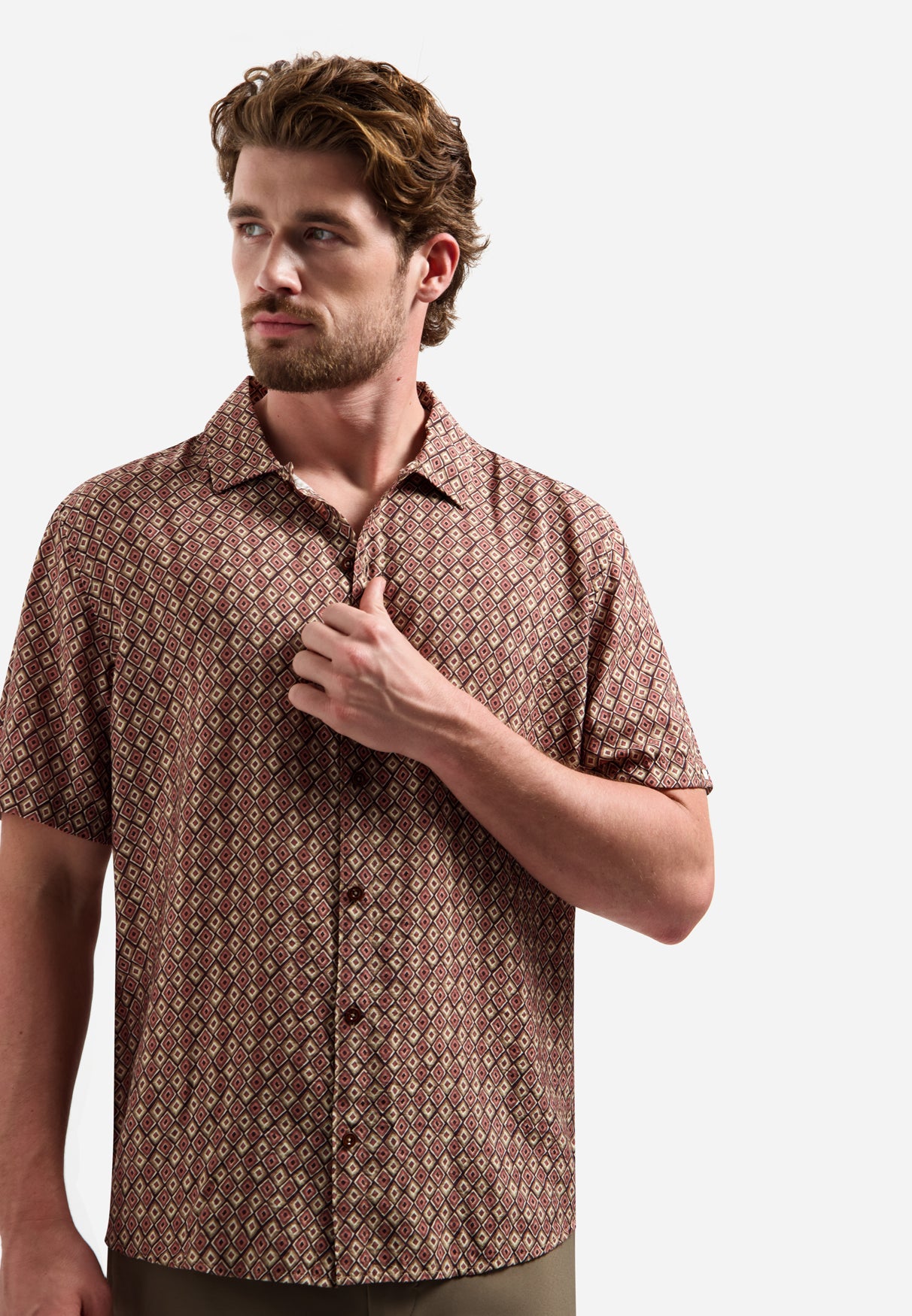 Overhemd met korte mouwen en all-over print | Coral