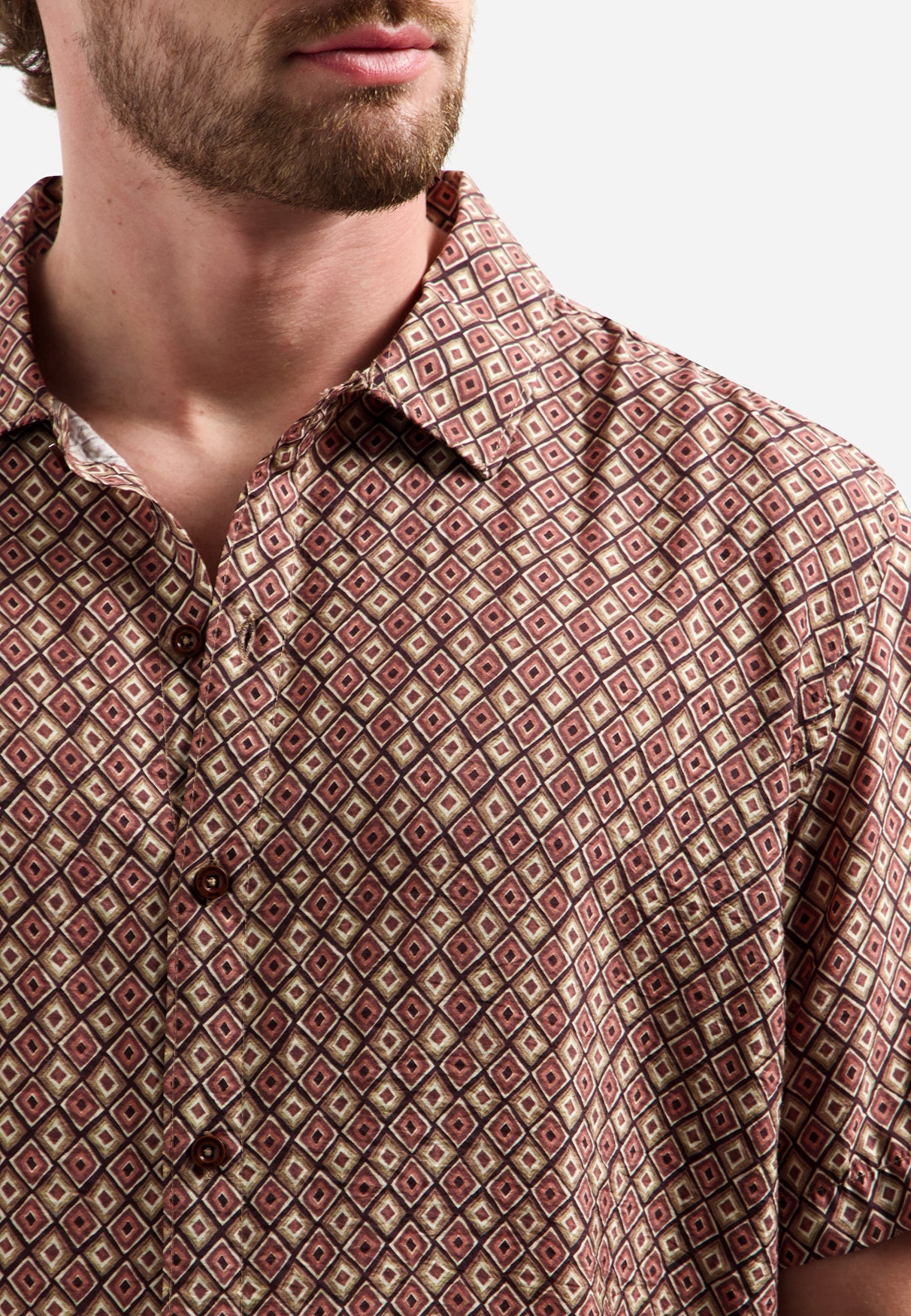 Overhemd met korte mouwen en all-over print | Coral