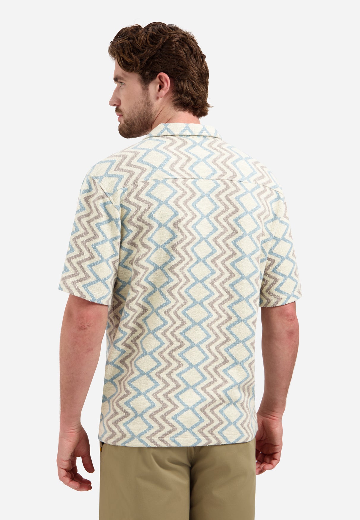 Short-sleeve shirt with zigzag print | Stone