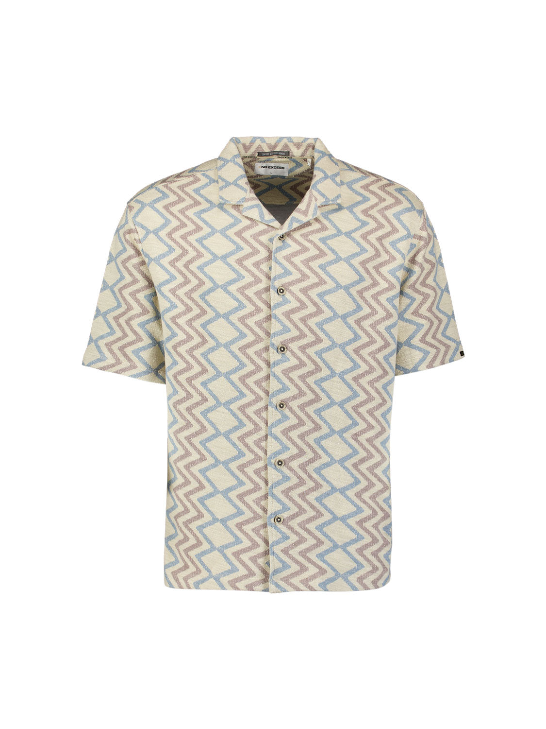 Overhemd met korte mouwen en zigzagprint | Stone