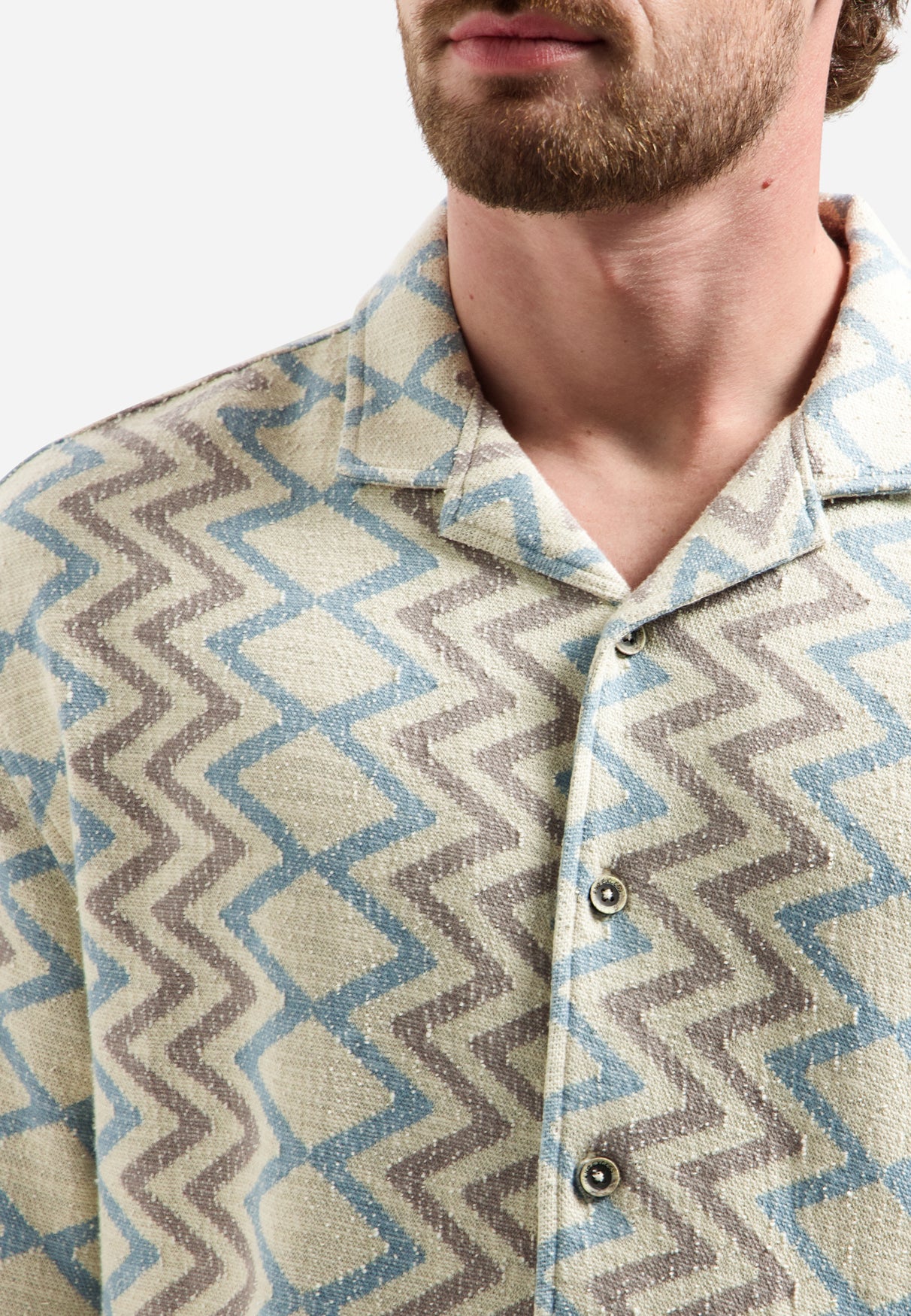 Overhemd met korte mouwen en zigzagprint | Stone