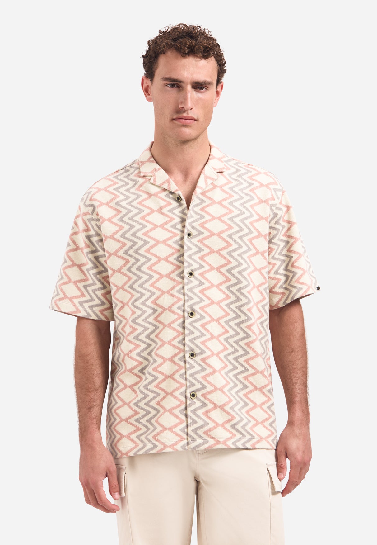 Overhemd met korte mouwen en zigzagprint | Coral