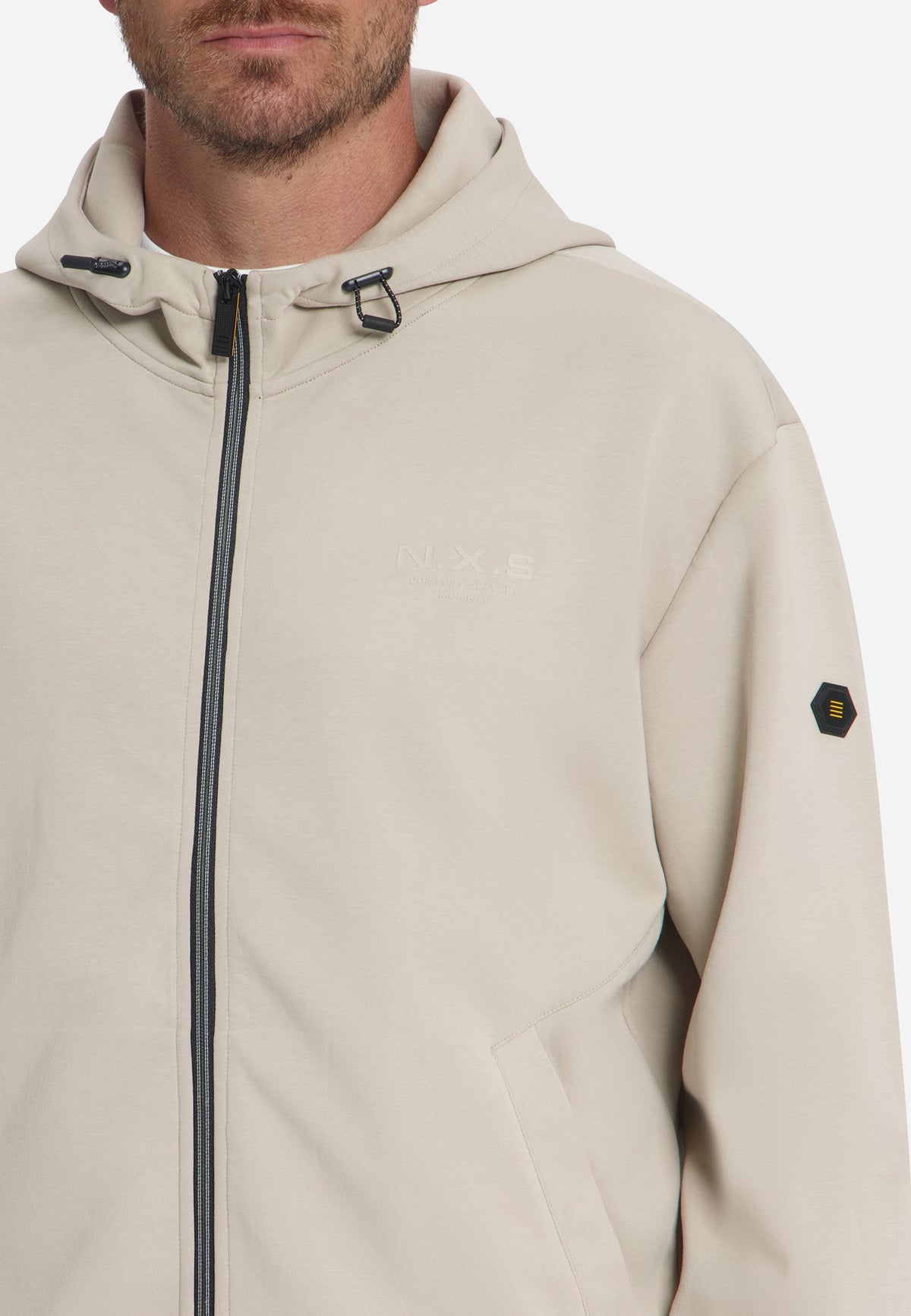 Sweatvest met capuchon en ritssluiting | Cement