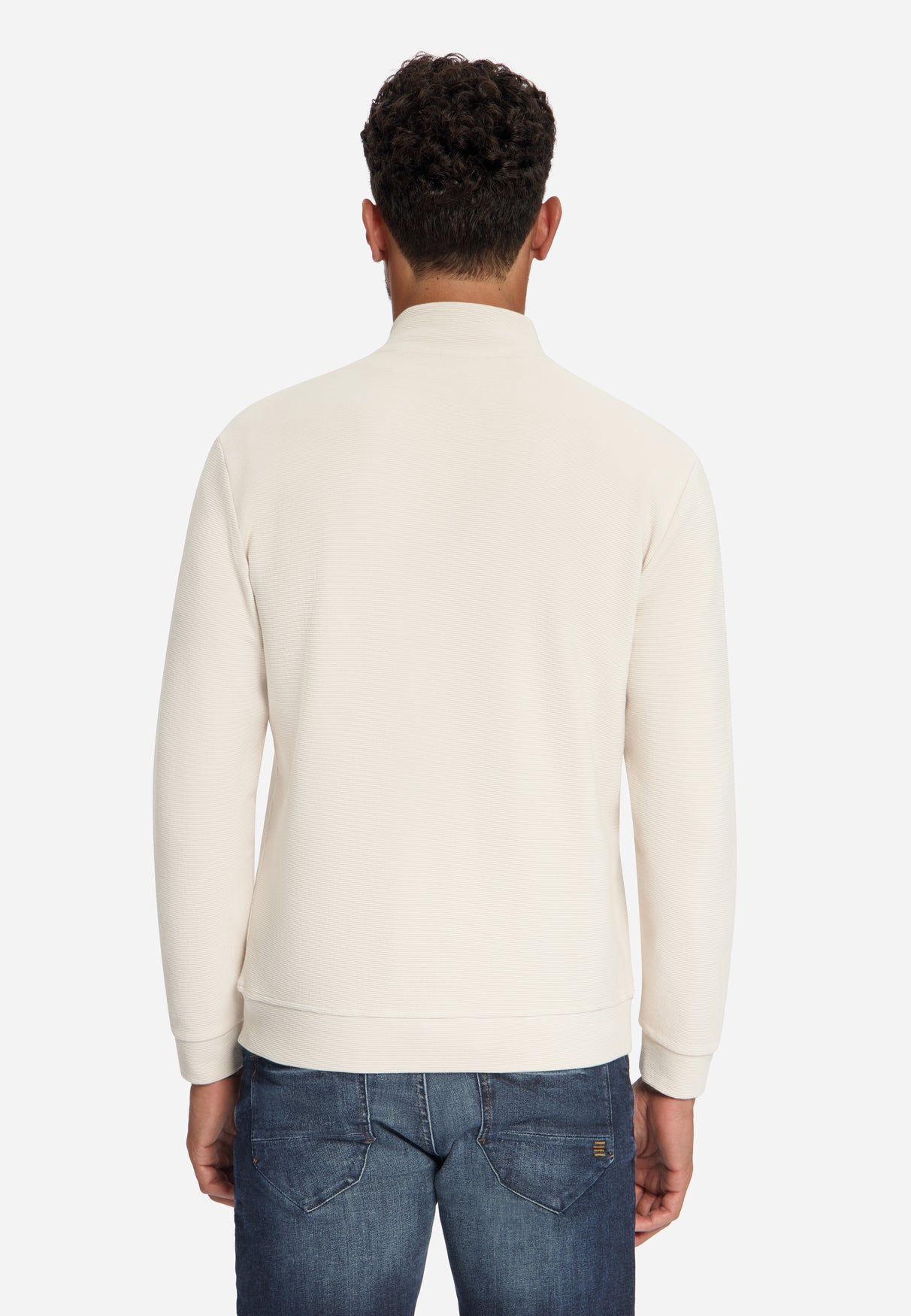 Sweater met structuur en ritssluiting | Stone