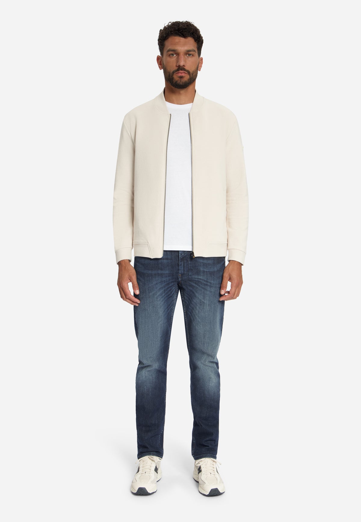 Sweater met structuur en ritssluiting | Stone