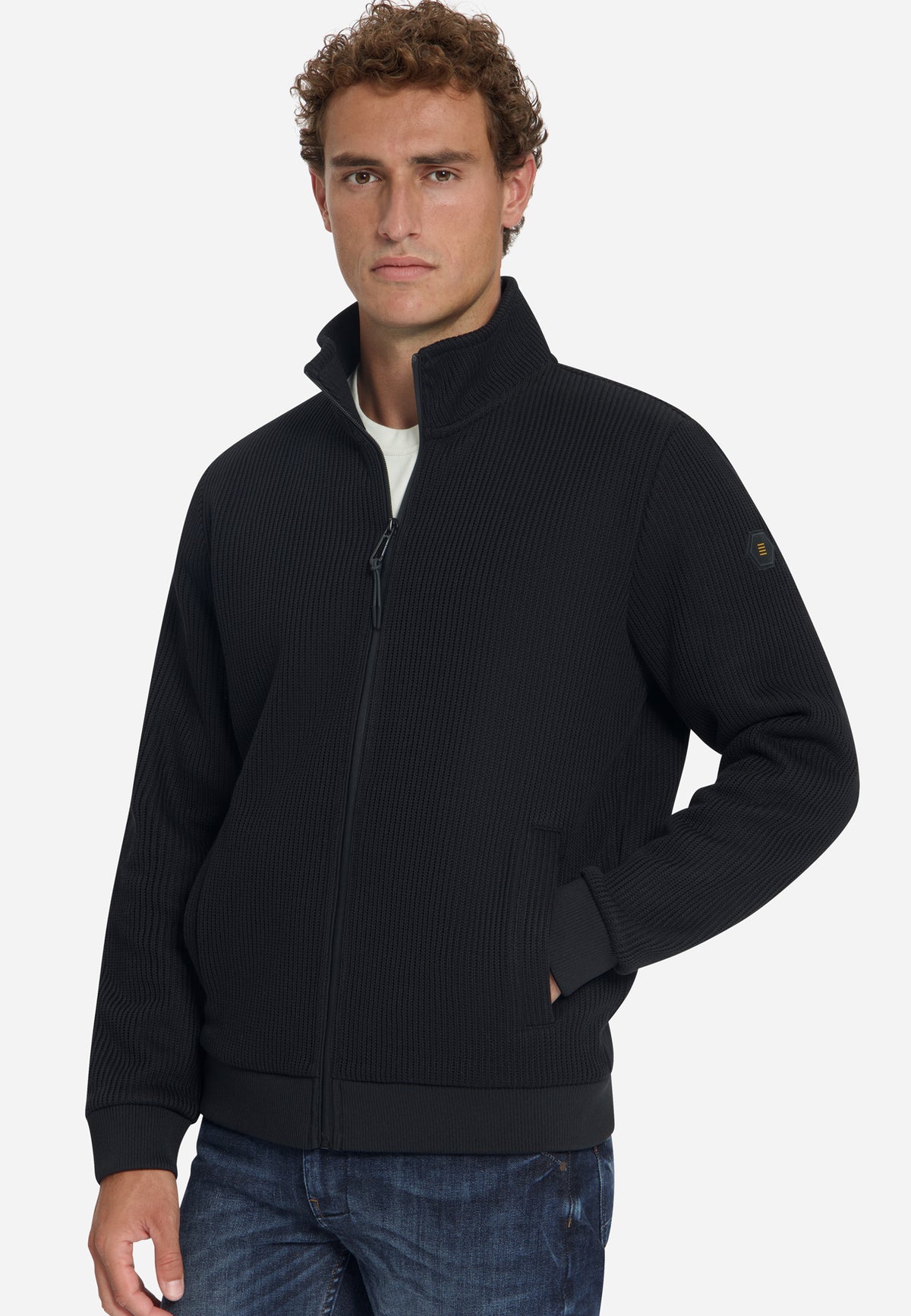 Pull côtelé zippé | Black