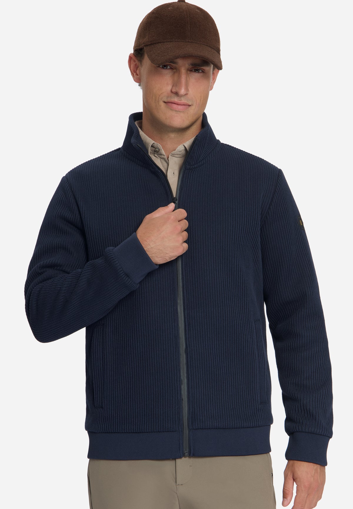 Geribde sweater met ritssluiting | Dark Night