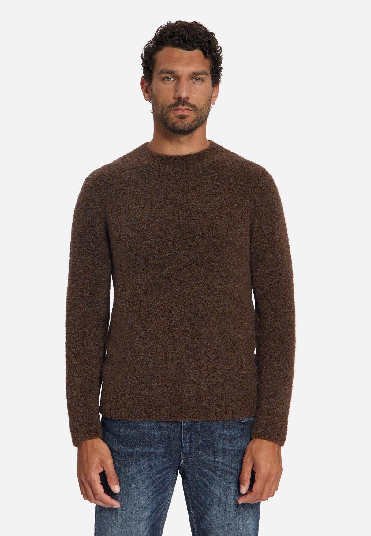 Pull en maille mélangée douce | Marron foncé