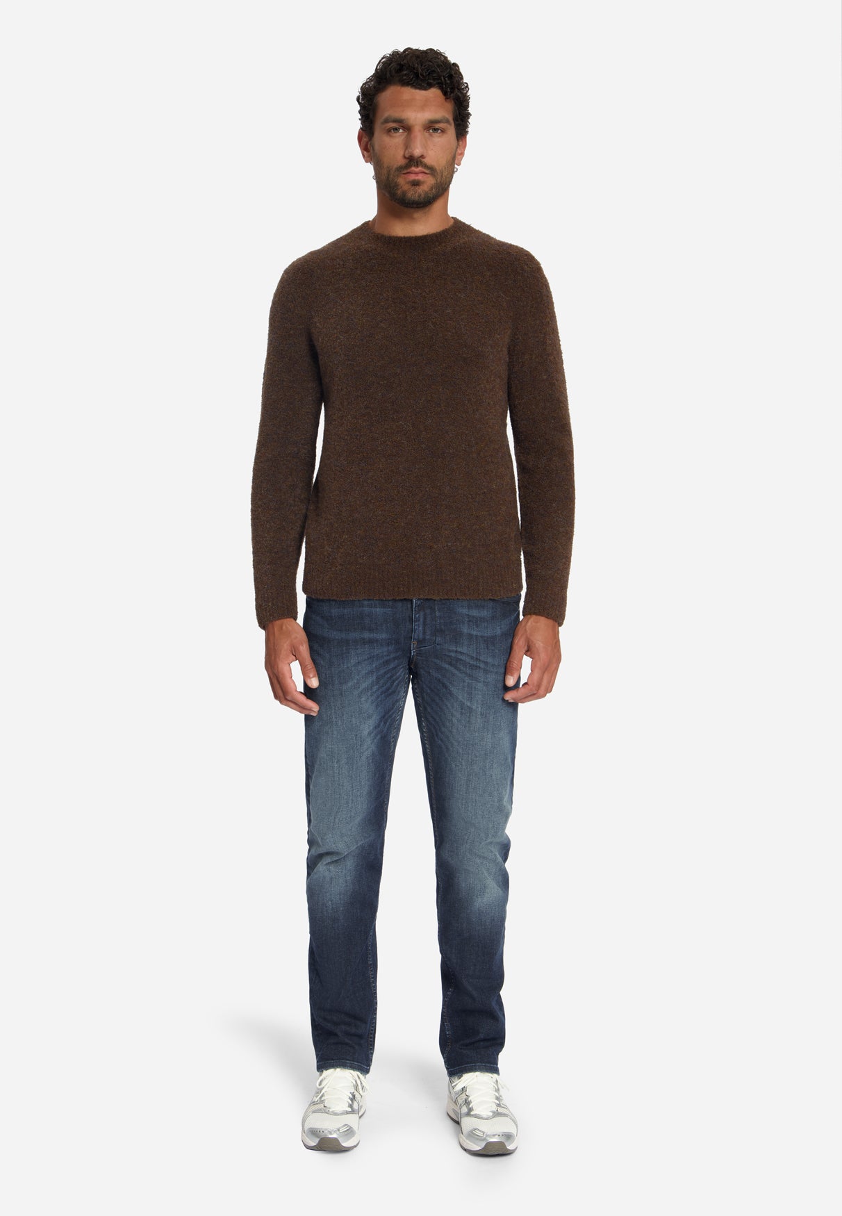 Pull en maille mélangée douce | Marron foncé
