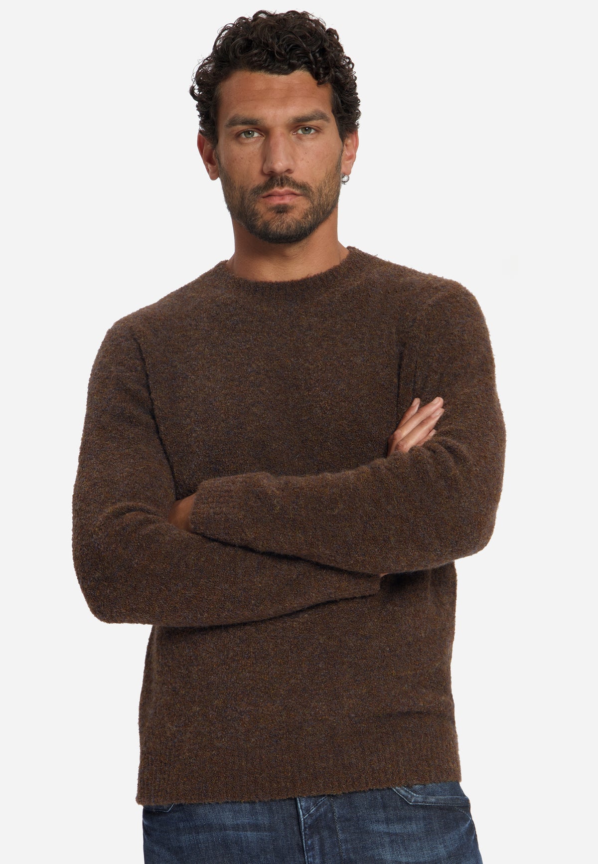 Pull en maille mélangée douce | Marron foncé
