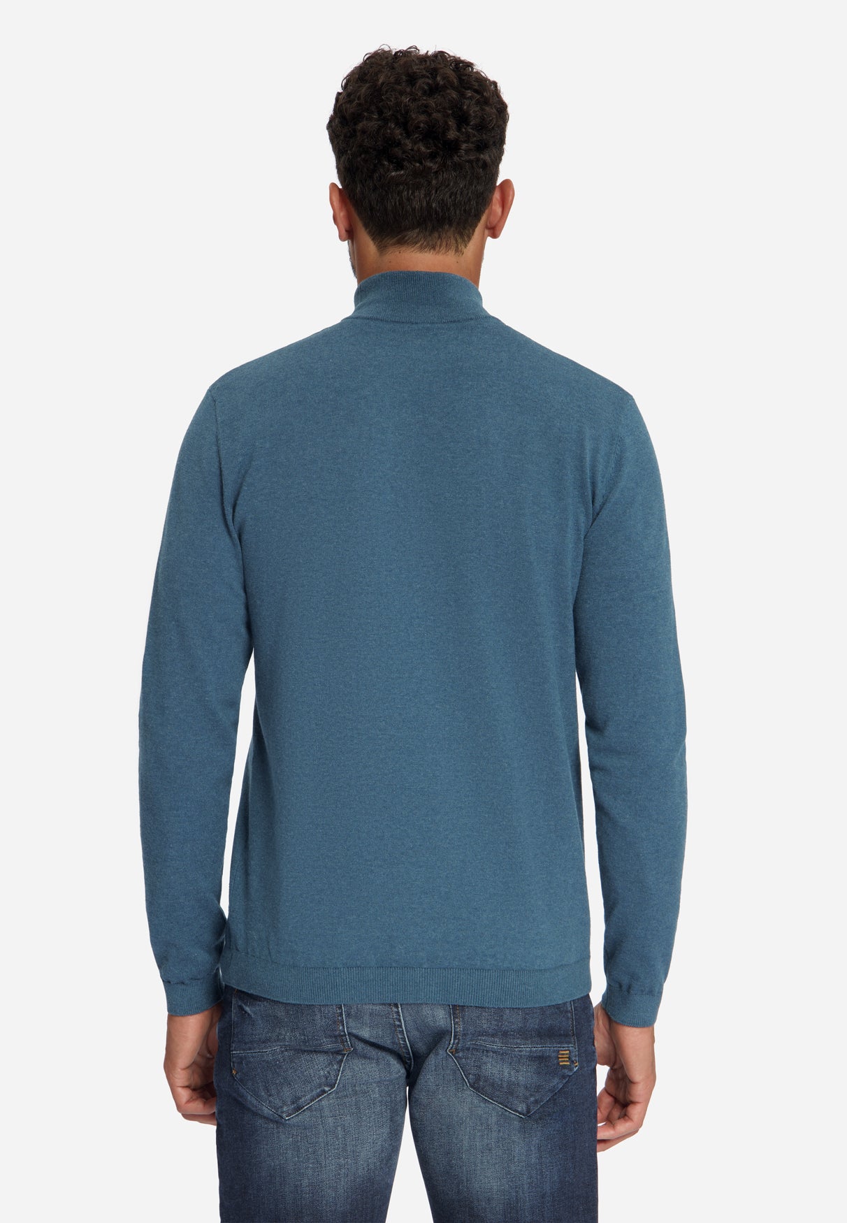 Pull à col roulé en maille fine | Shadow blue