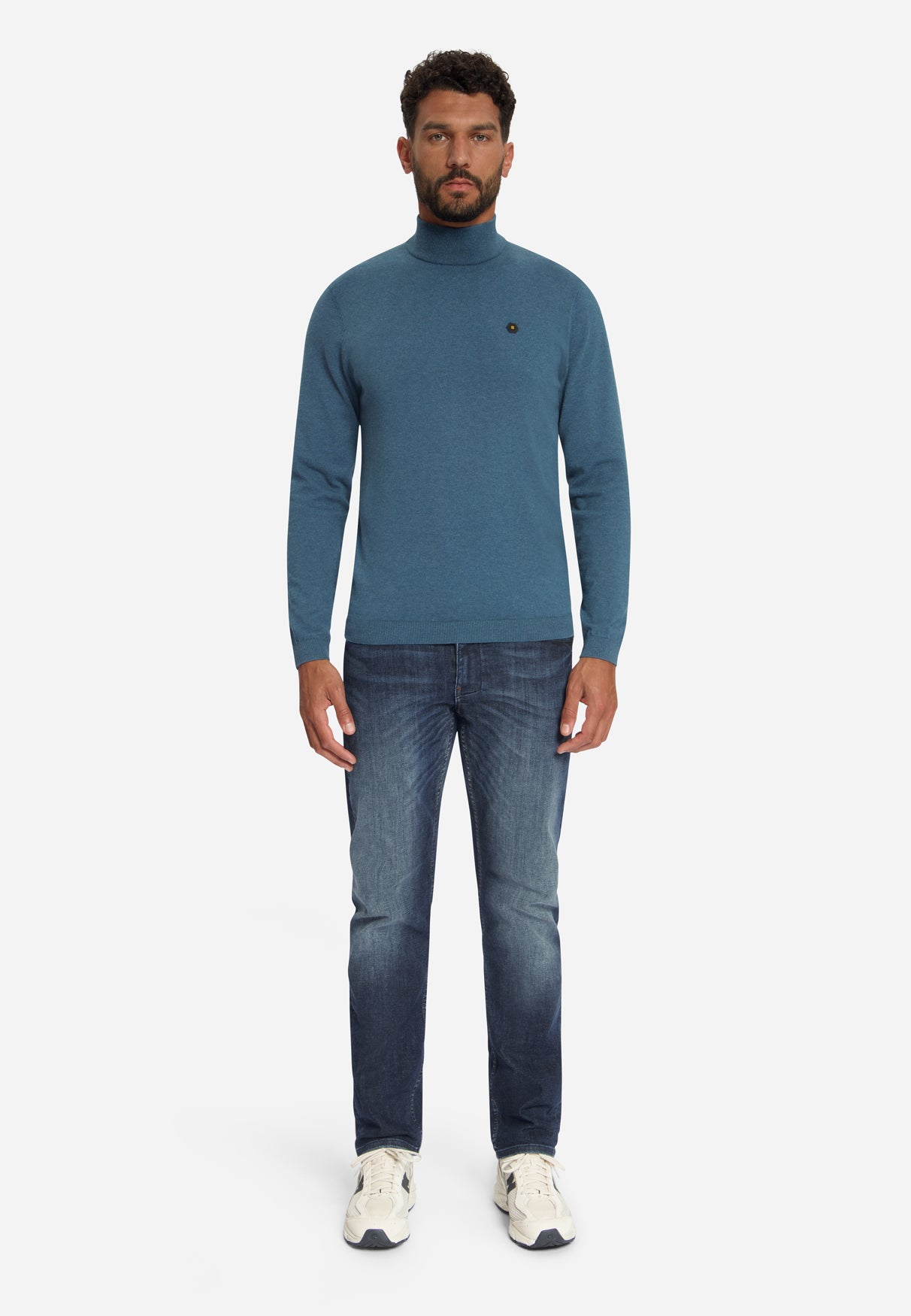 Pull à col roulé en maille fine | Shadow blue
