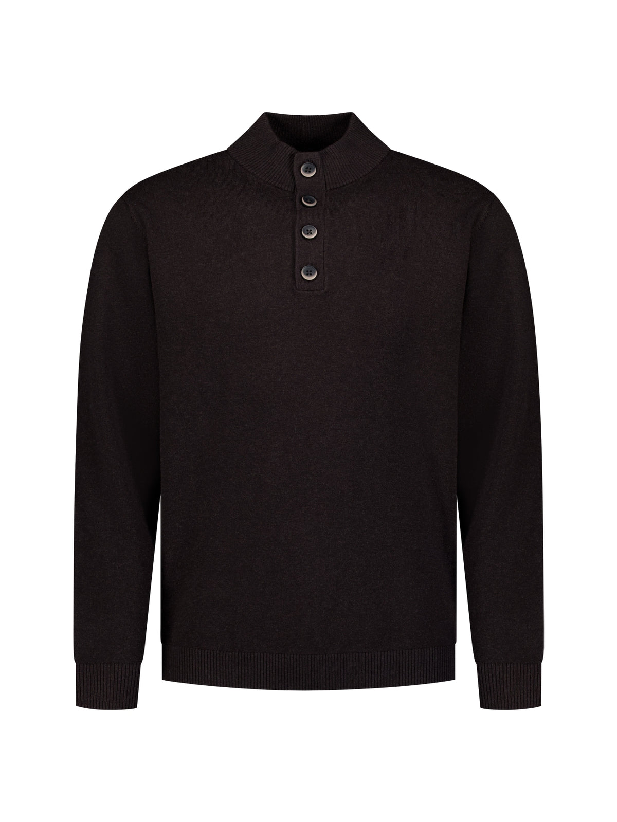 Trui met knoopkraag | Dark Brown