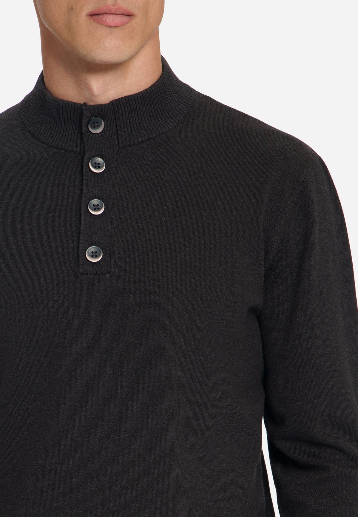 Trui met knoopkraag | Dark Brown