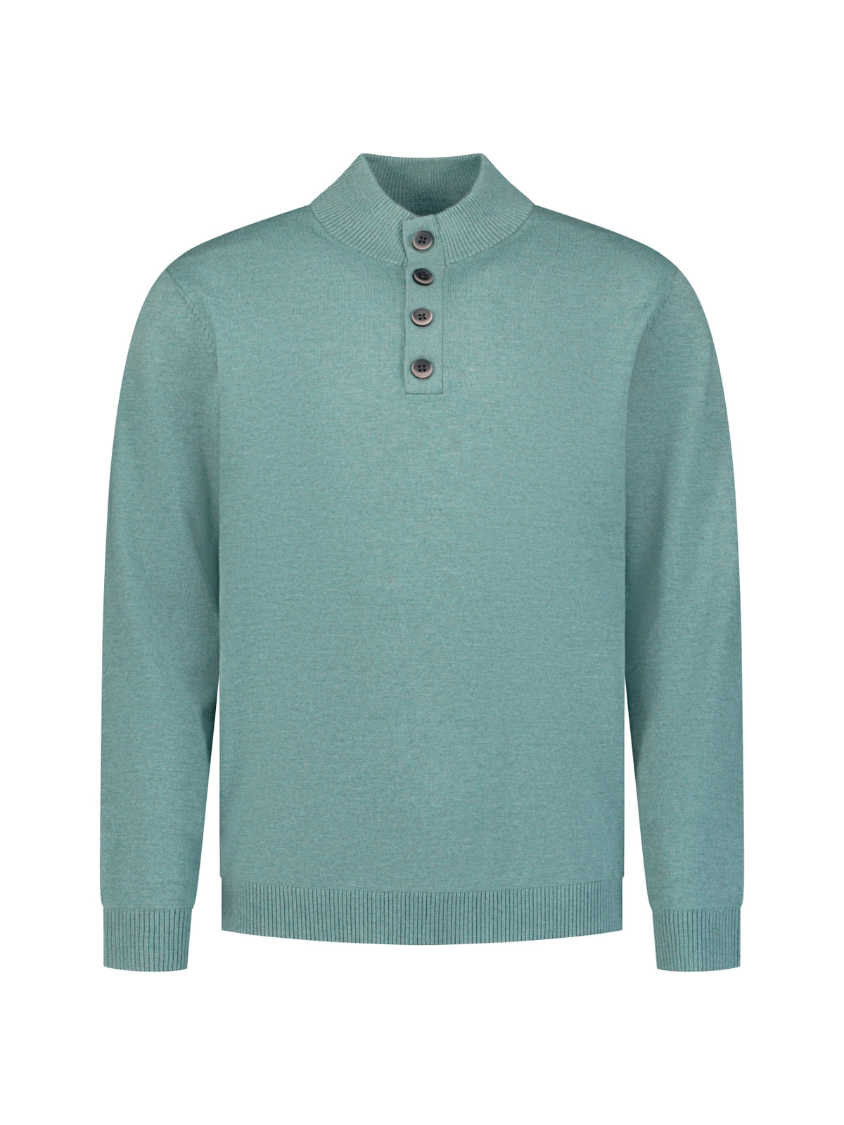 Trui met knoopkraag | Dusty Blue