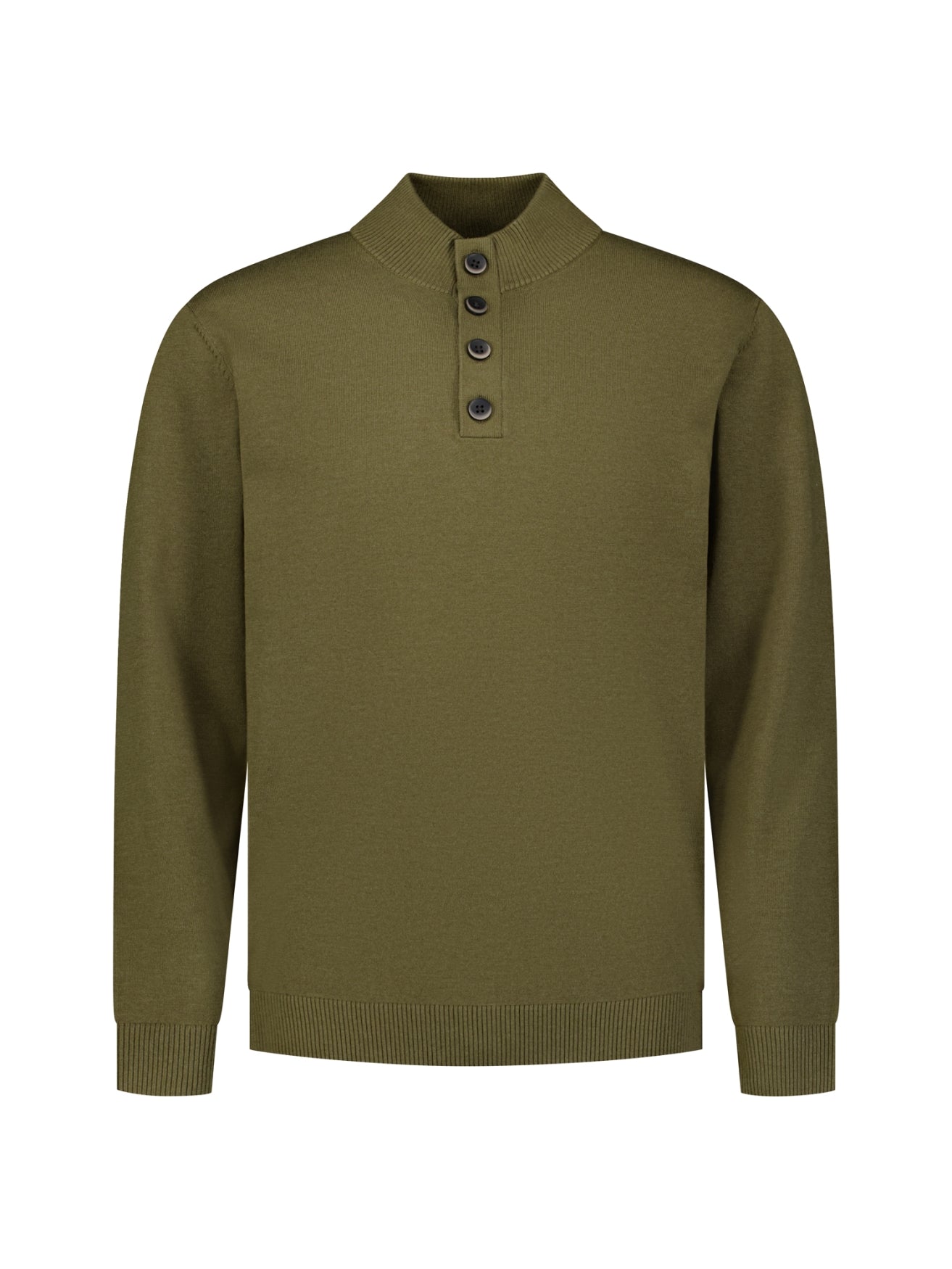 Trui met knoopkraag | Moss
