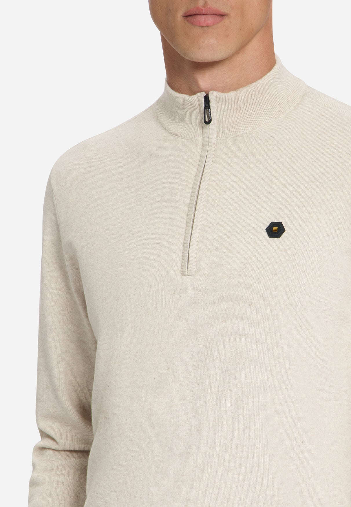 Melange Half-Zip Trui | Stone