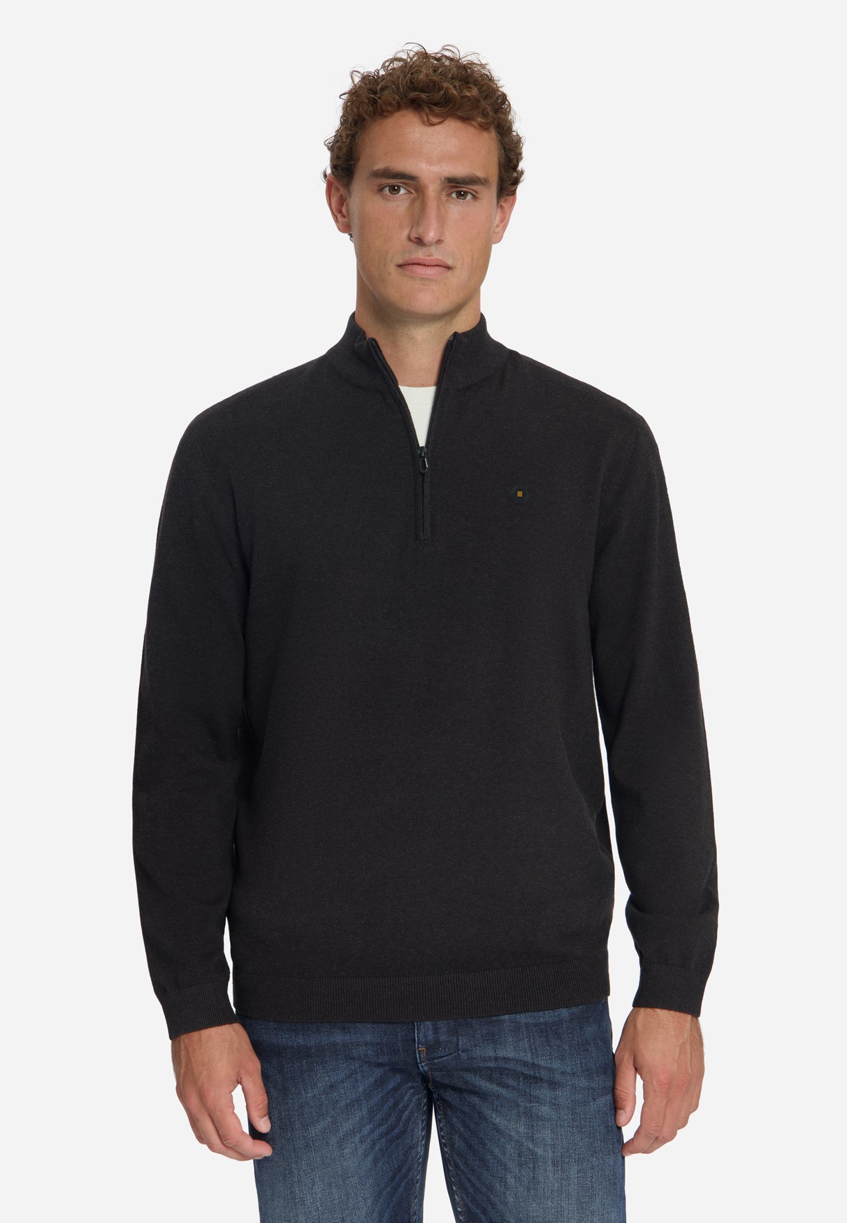 Melange Half-Zip Trui | Dark Brown