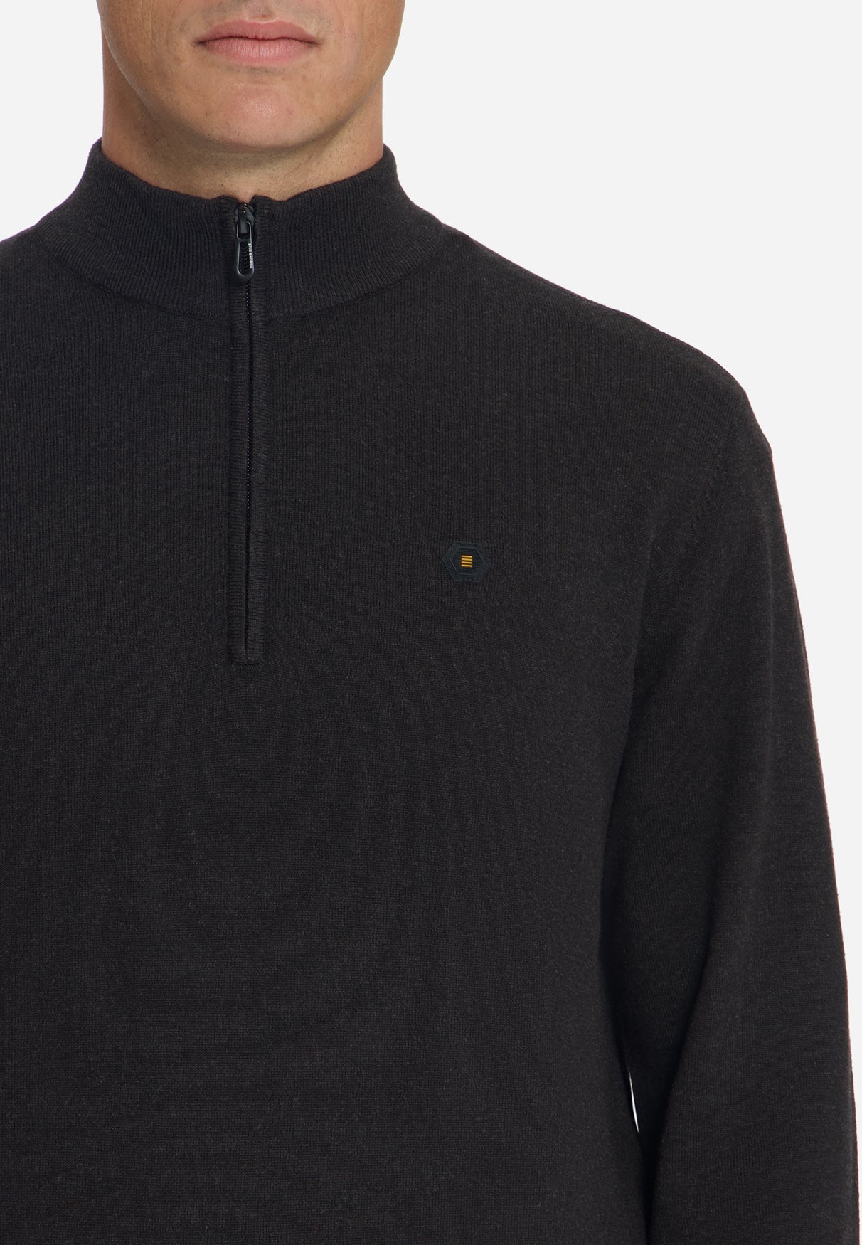 Melange Half-Zip Trui | Dark Brown