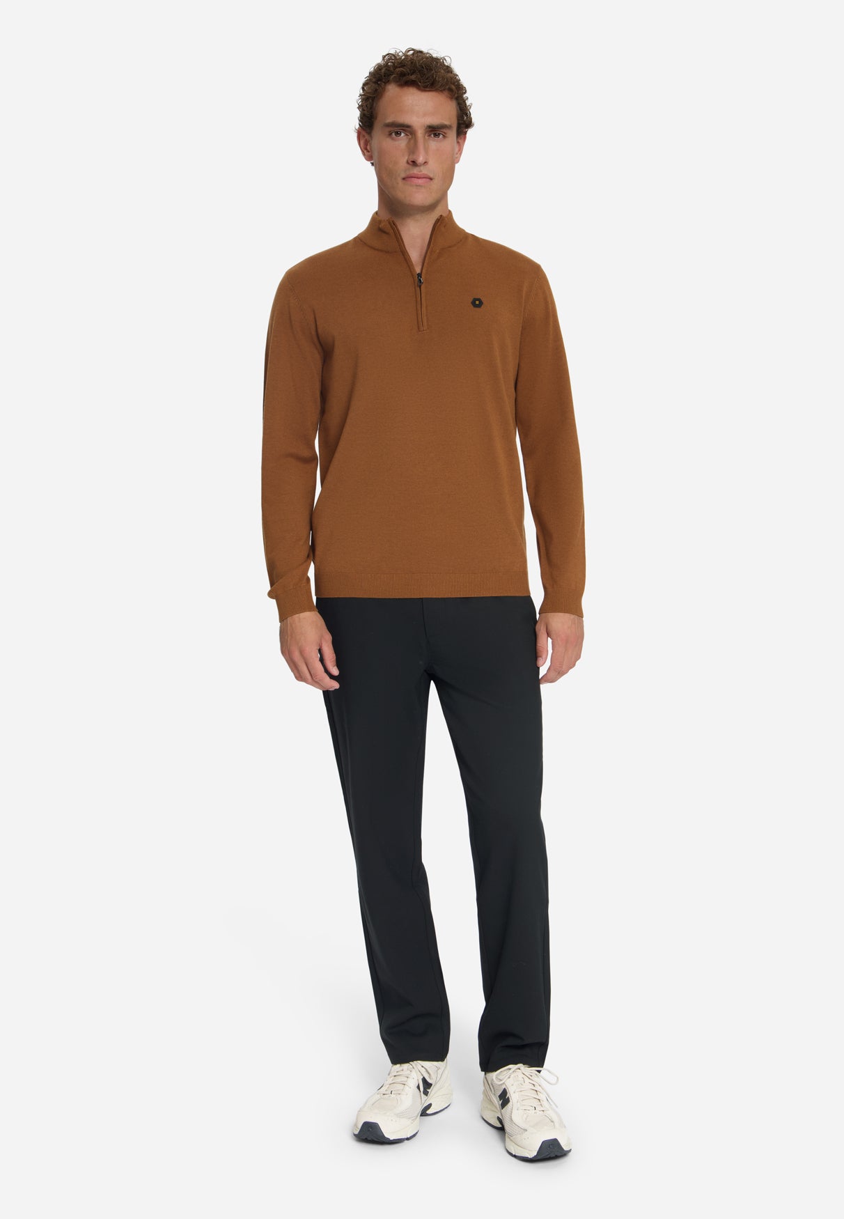 Melange Half-Zip Trui | Caramel