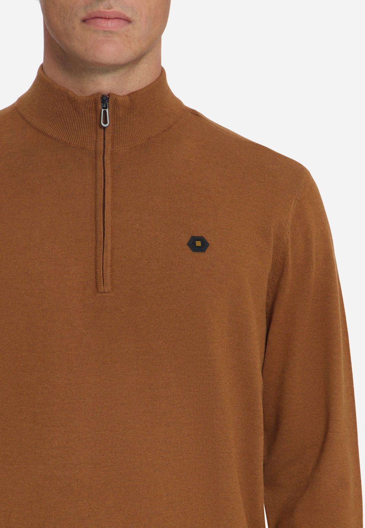 Melange Half-Zip Trui | Caramel