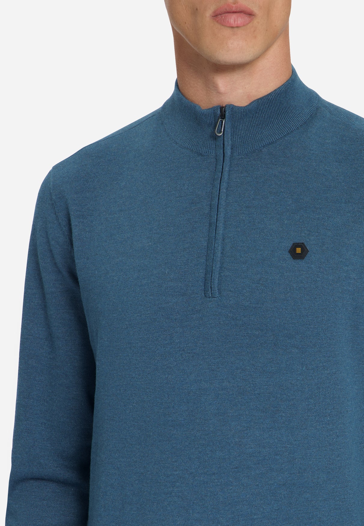Melange Half-Zip Trui | Shadow Blue