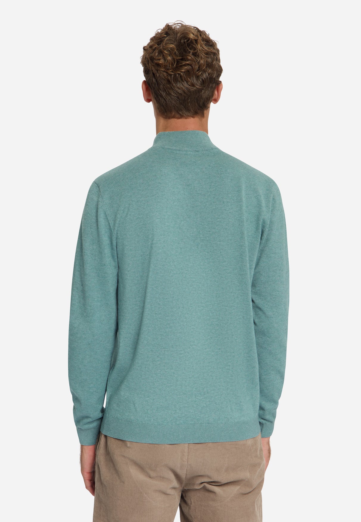 Pull Col Zippé Mélange | Dusty Blue