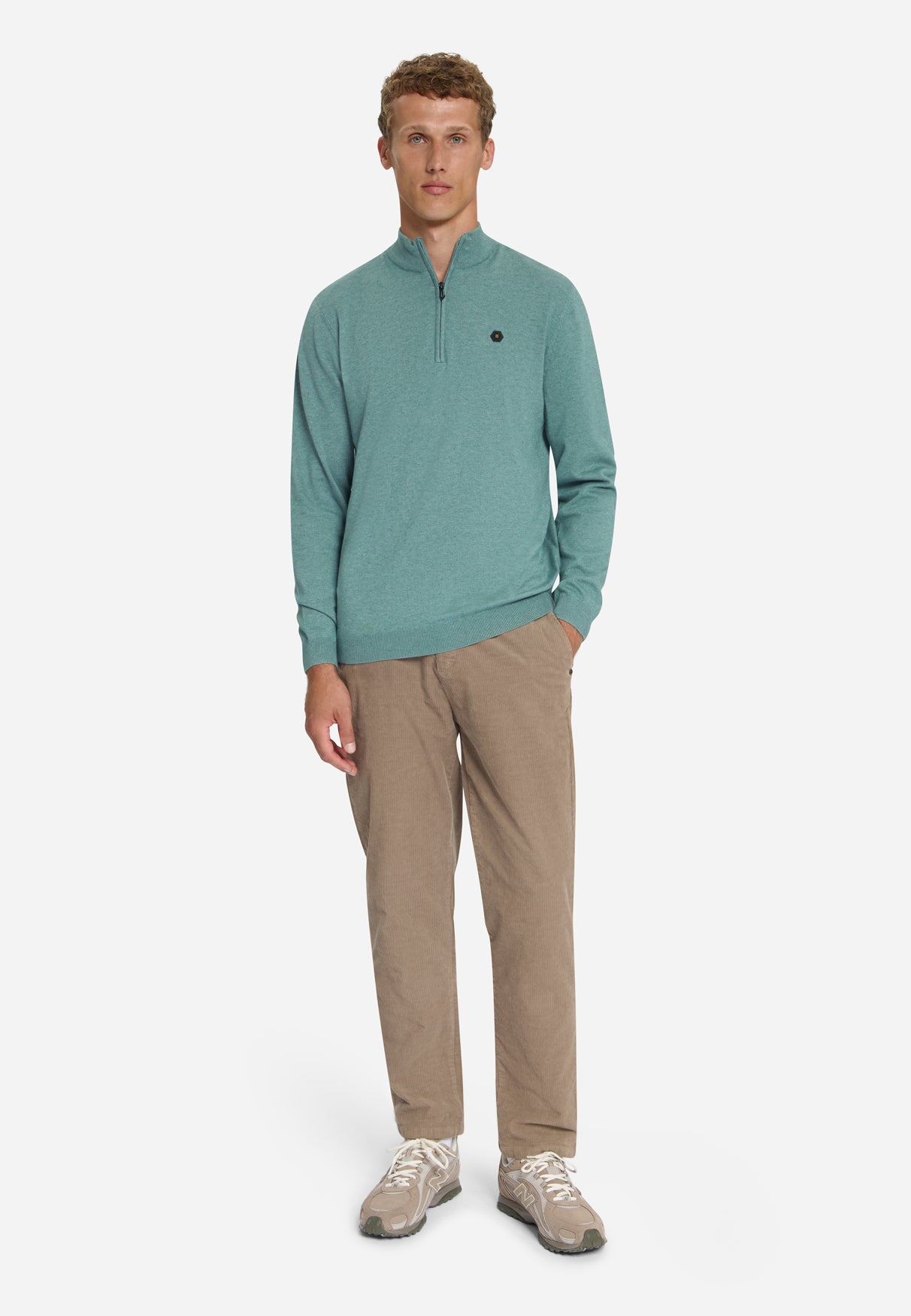 Pull Col Zippé Mélange | Dusty Blue