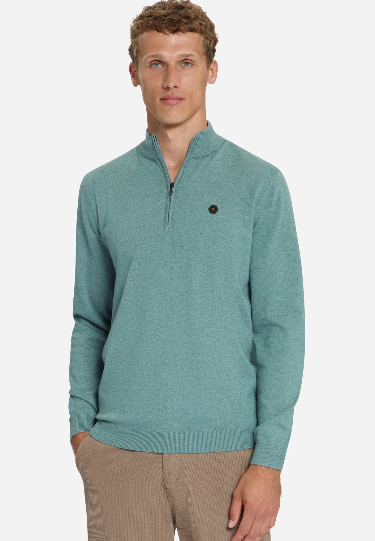 Pull Col Zippé Mélange | Dusty Blue