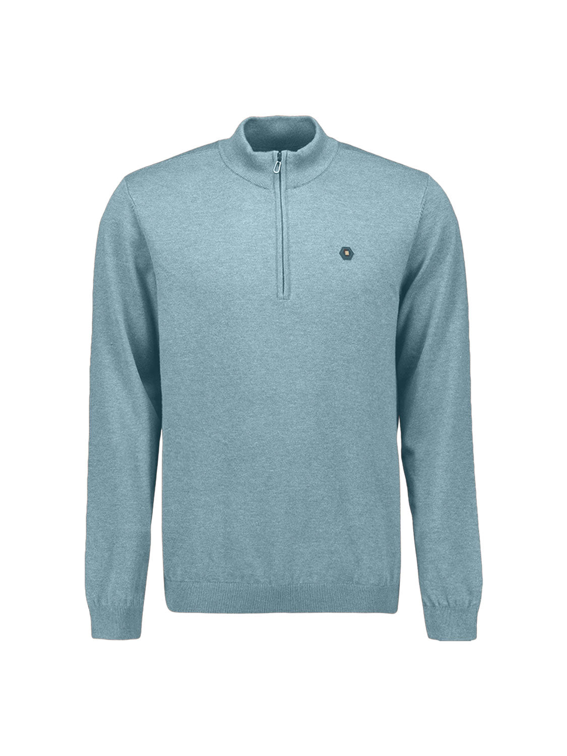 Pull Col Zippé Mélange | Dusty Blue
