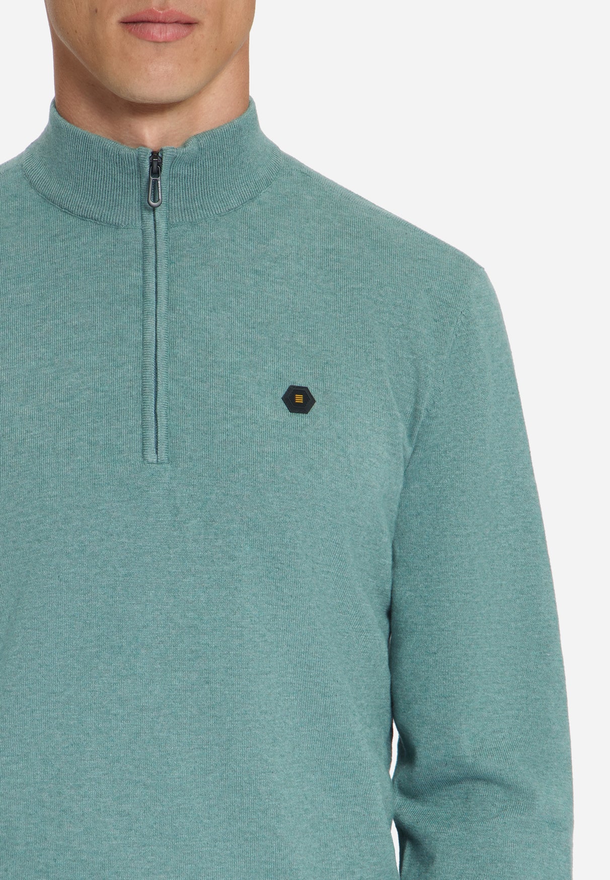Pull Col Zippé Mélange | Dusty Blue