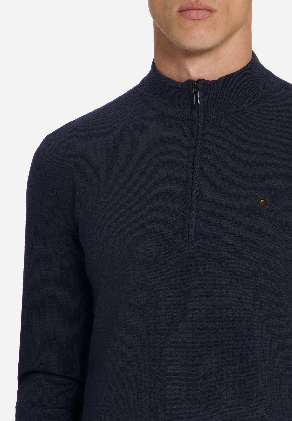 Melange Half-Zip Trui | Dark Night