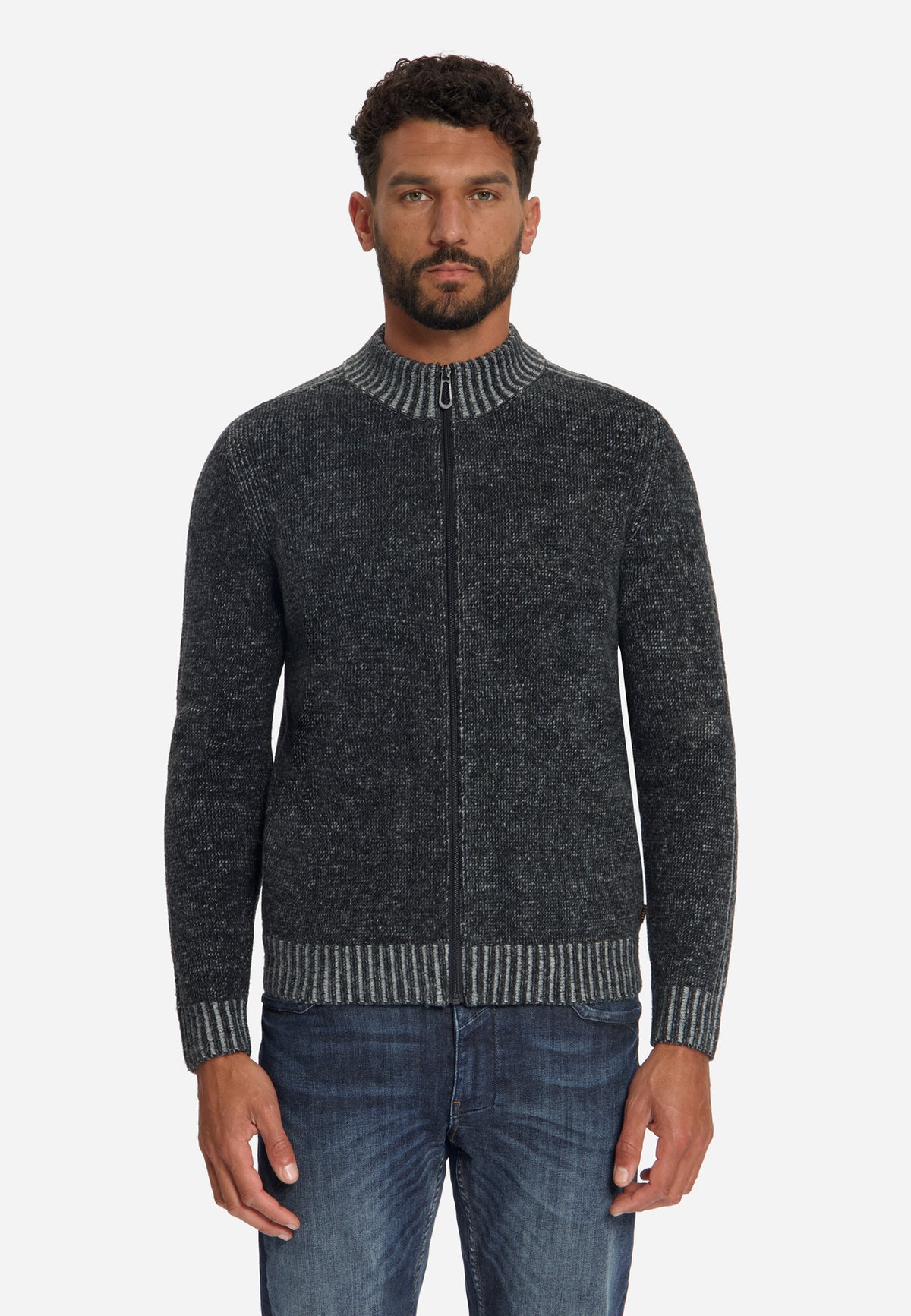 Two-Tone Knitted Cardigan | Black